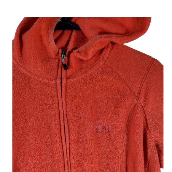 The North Face Fleece Hoodie Jacket Red Womens Size L Full Zip Pockets - Picture 12 of 12